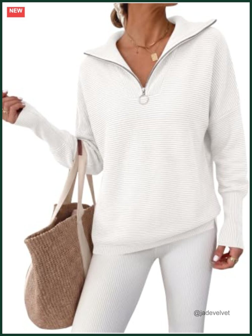 Oversized Long Sleeve Quarter Zip V-Neck Pullover Sweater
